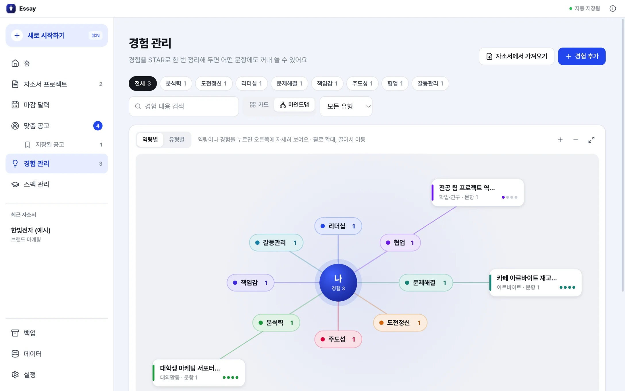 경험 마인드맵